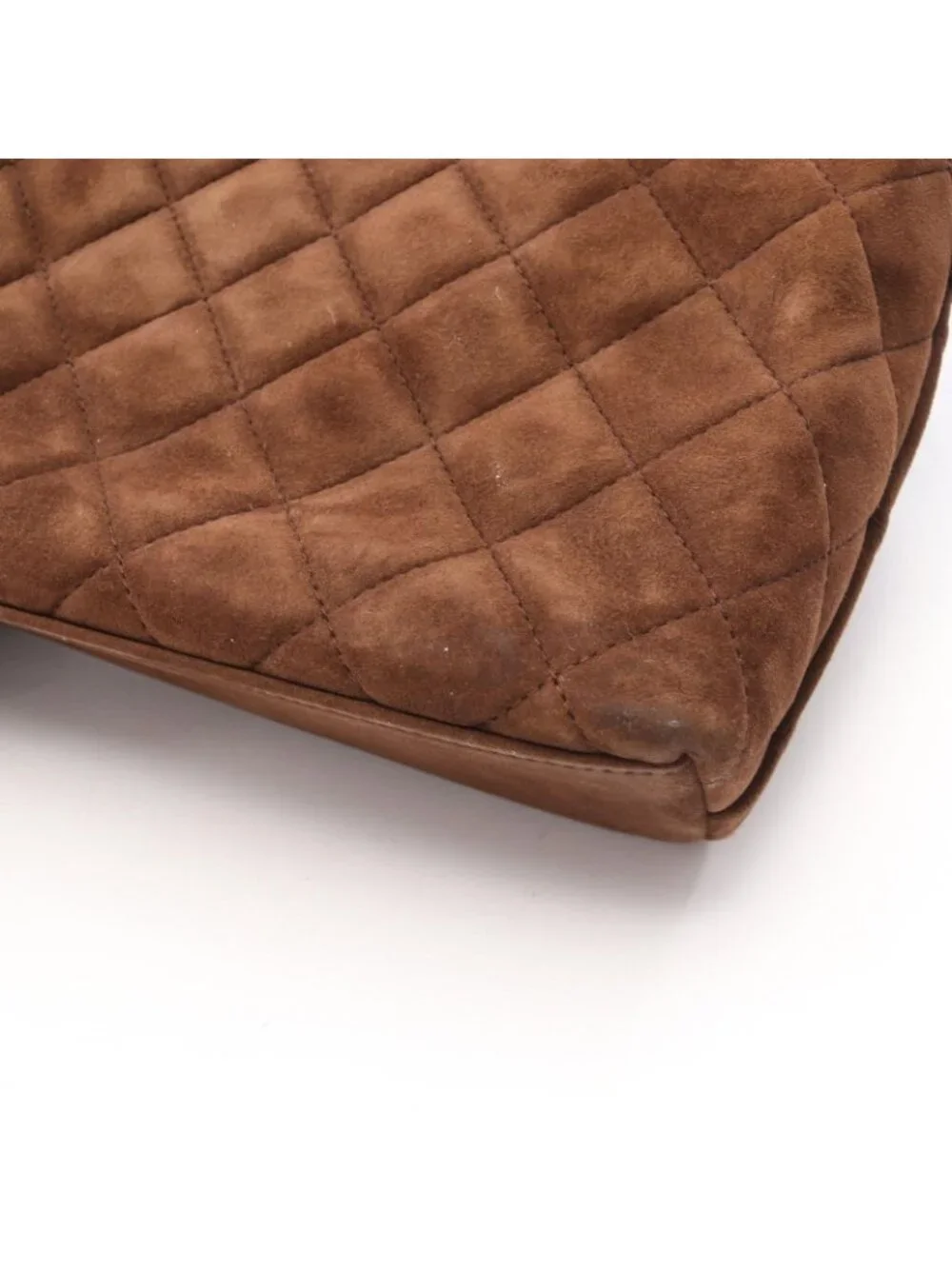 Chanel Shoulder Bag Quilted Dark Brown Suede